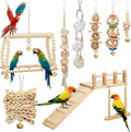 10 Pcs Parrot Swing Toys and Bird Perches Platform with Climbing Ladder Chewing Standing Hanging Parakeet Toys Bird Cage Accessories D107
