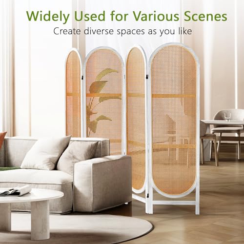 White Brown Hand-Woven Rattan Room Divider Z6049