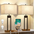 Set of 2 Nightstand Table Lamps with USB C+A, 3 Colors Changeable Z513