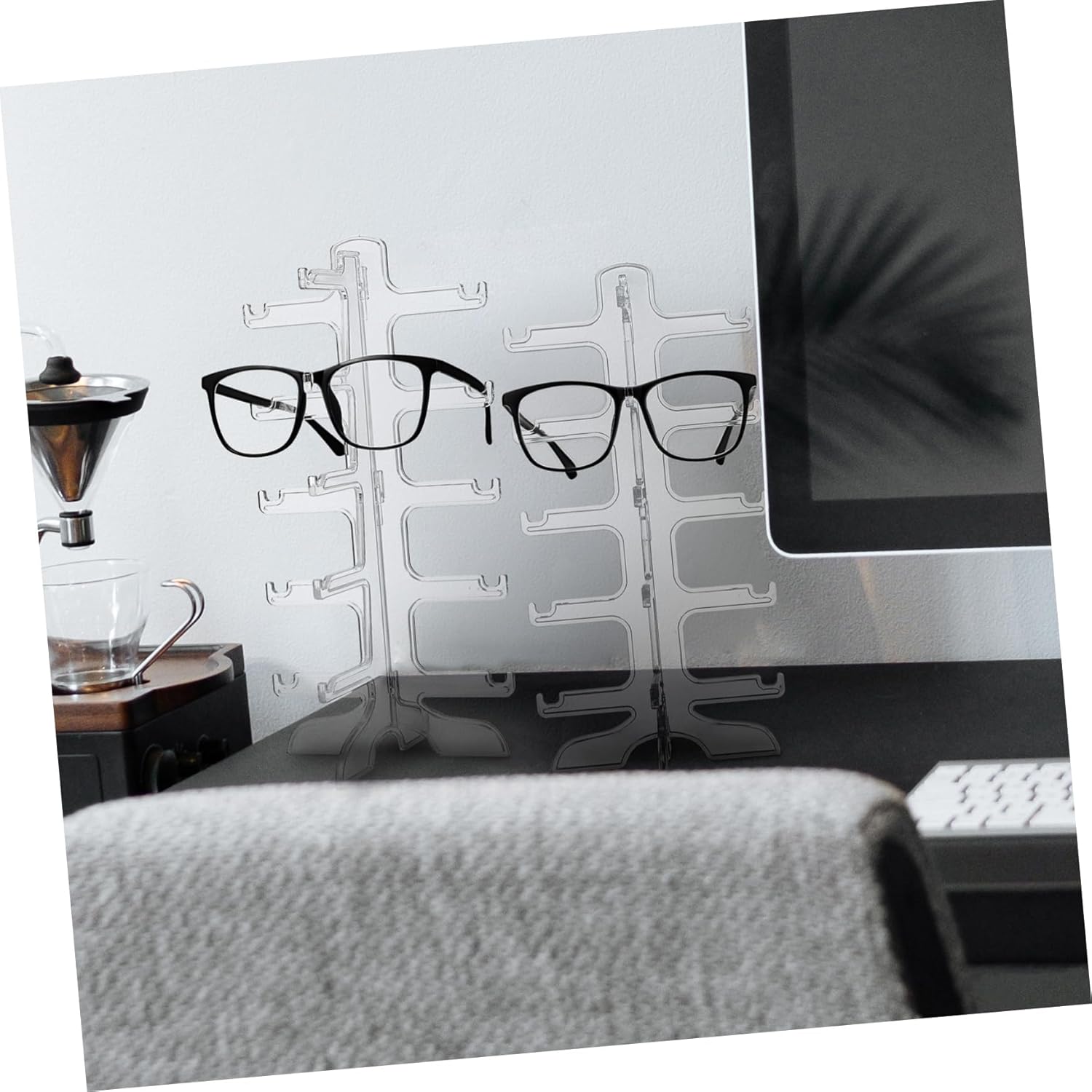 2 Pcs Transparent Plastic Glasses Display Stand Sunglasses Rack Organiser Holder L20889