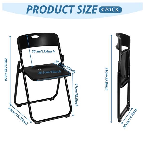 Black 4 Pack Plastic Stackable Folding Chair X25637