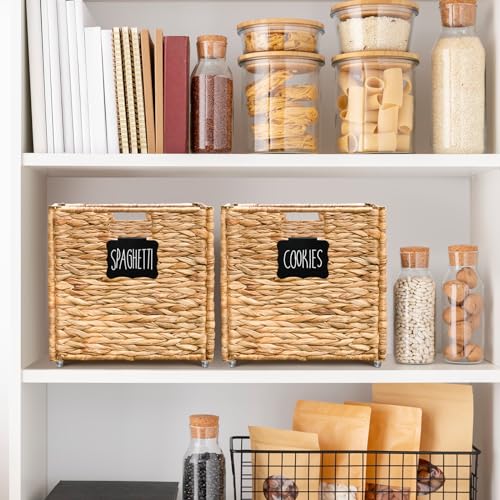 Set of 4 Handwoven Water Hyacinth Storage Baskets with Handles T41600
