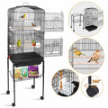 Black Wrought Iron Bird Cage with Rolling Stand K815441
