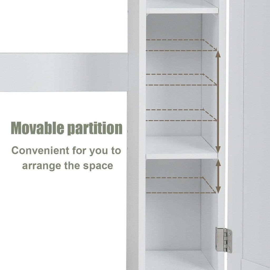 White Freestanding Over The Toilet Cabinet with 2 Side Doors G709