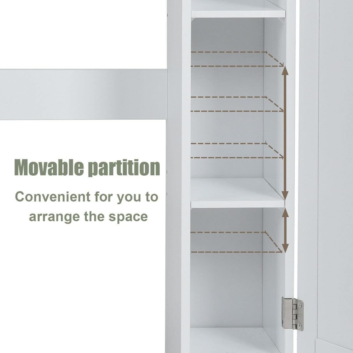 White Freestanding Over The Toilet Cabinet with 2 Side Doors G709
