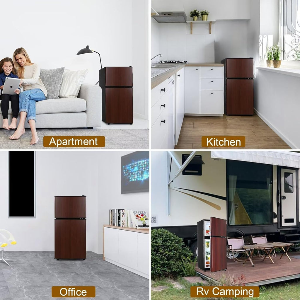 Compact Refrigerator, 3.5 Cu.Ft Double Door Fridge with 7 Level Adjustable Thermostat R35290