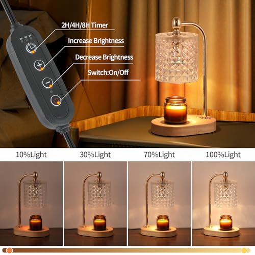 Gold Electric Candle Warmer Lamp with Timer and Dimmer I8654