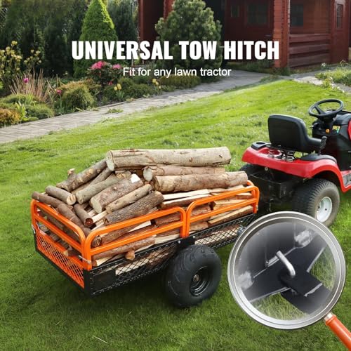 Heavy Duty Steel ATV Dump Trailer, 1500-Pound Load Capacity 15 Cubic Feet, Tow Behind Dump Cart with Removable Sides and 2 Tires F8203