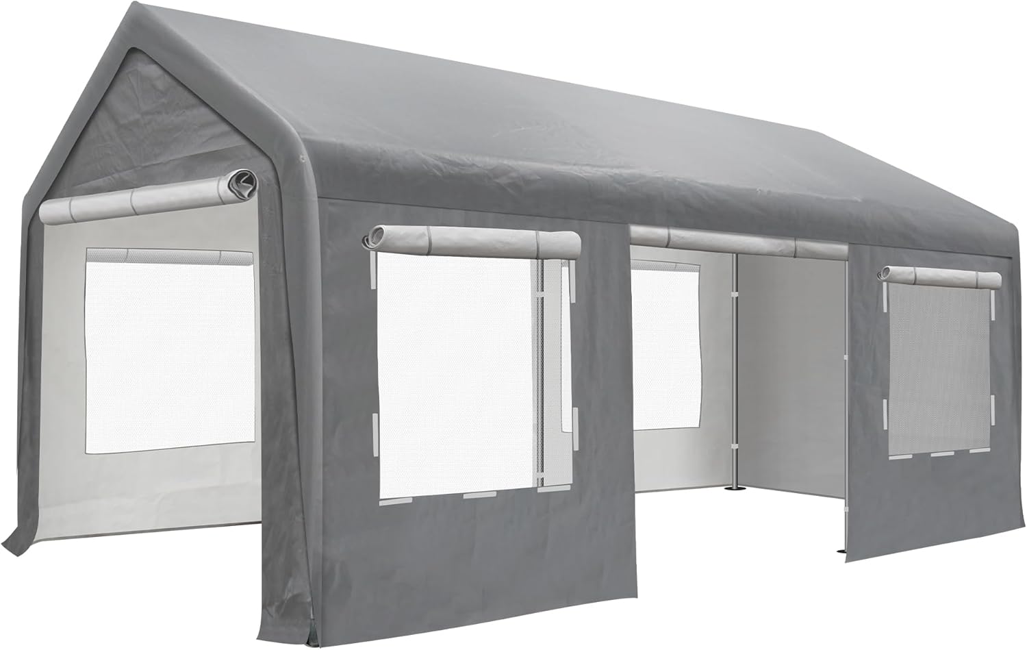 10'x20' Portable Carport Garage with Roll-up Doors and Windows M6214
