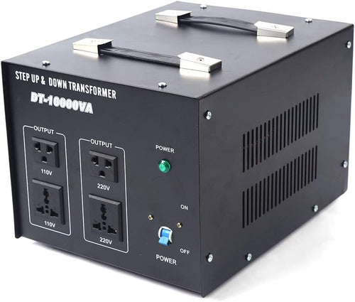 10000W Voltage Converter Transformer Step Up/Down 110V/220V Heavy Duty with 2 US Outlets, 2 Universal Outlets, Circuit Breaker Y551846