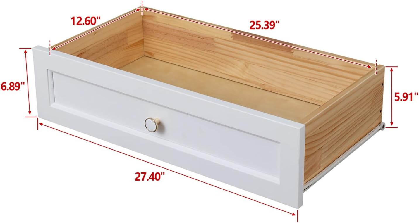 White Solid Wood Drawer Dresser I541241