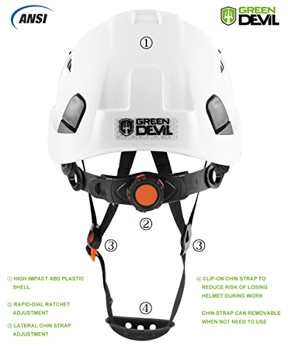 Safety Helmet Hard Hat with Visor Chinstrap Adjustable Lightweight Vented ABS 6-Point Suspension ANSI Z89.1 Approved Z468009