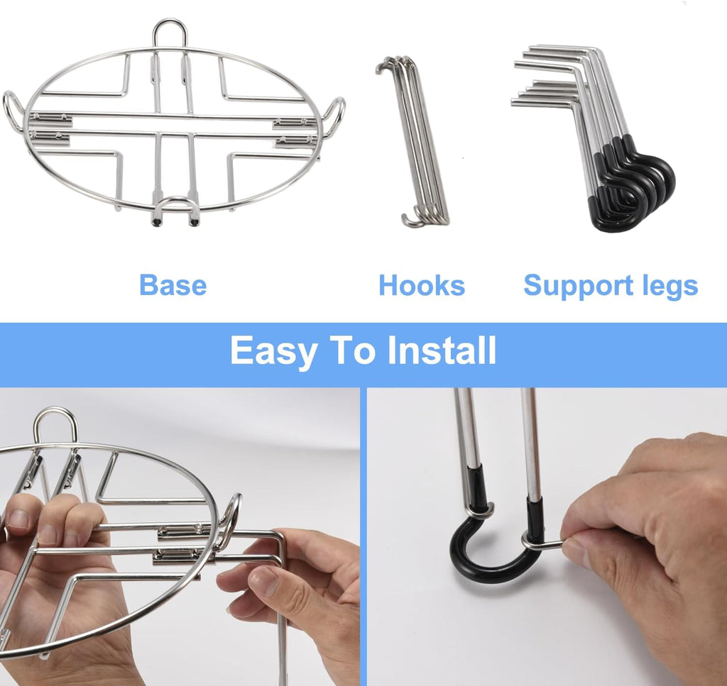 9'' Diameter 6'' Tall Stainless Steel Countertop Stand with Hooks H519