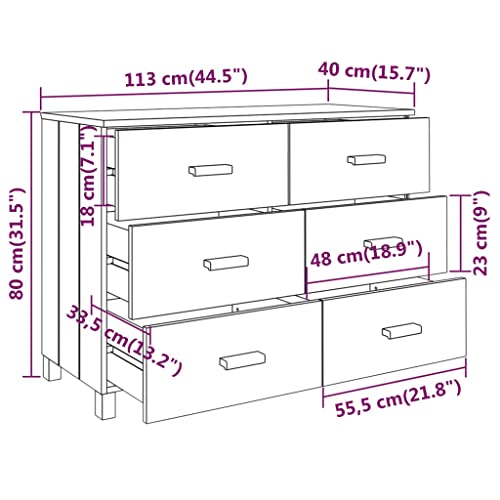 Light Gray Solid Wood Pine Sideboard V667