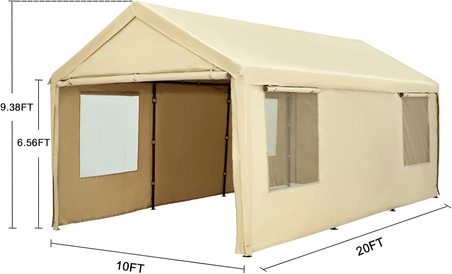 10 x 20 ft Heavy Duty Carport with Ventilated Windows H44246