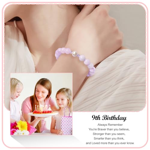 Purple Beads Pearl Charm Bracelet Adjustable Length K35709