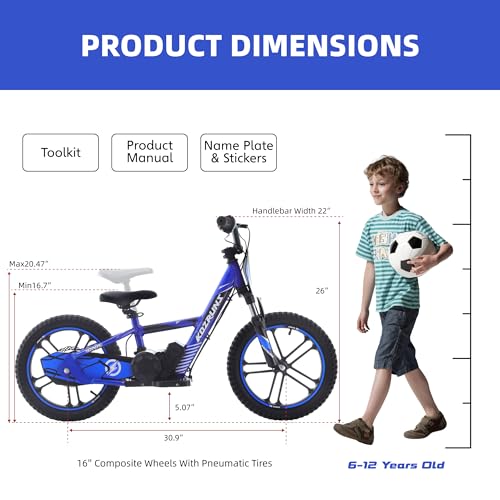Electric Dirt Bike with 170W Motor, Aluminum Frame, 24V Detachable Battery, 12IN Knobby Tires K561461