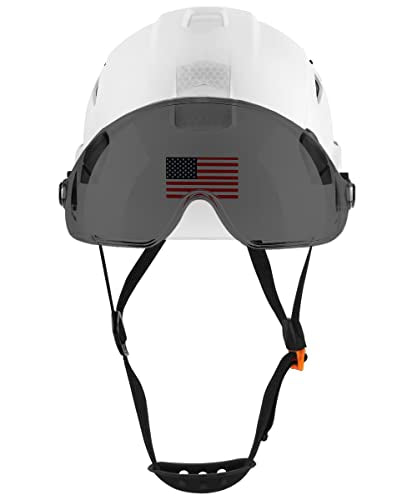 Safety Helmet Hard Hat with Visor Chinstrap Adjustable Lightweight Vented ABS 6-Point Suspension ANSI Z89.1 Approved Z468009