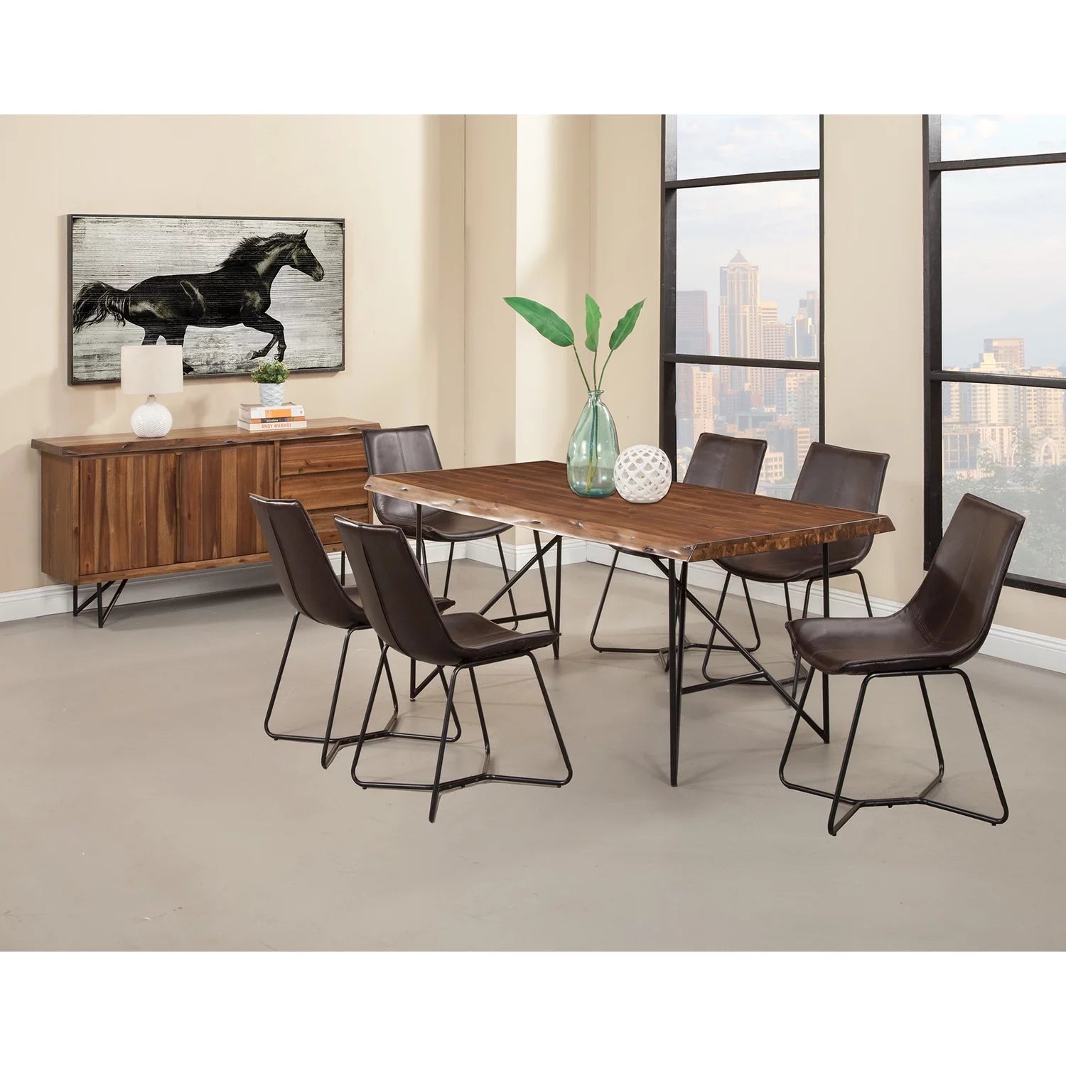 Light Walnut Solid Wood Dining Table Q6491