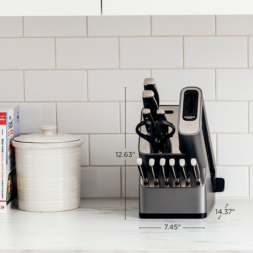 12 Piece German Stainless Steel Black Knife Block Set J8684