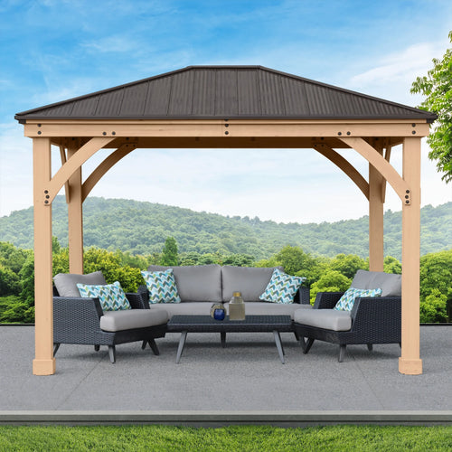 10 ft. × 12 ft. Cedar Gazebo with Aluminum Roof M64401