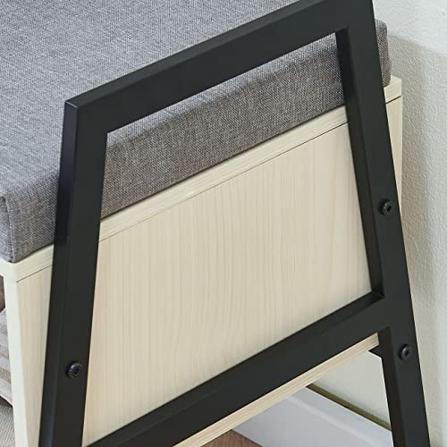 Small Entryway Bench with Cushion Seat, Wooden Shoe Rack, 15mm Maple Wood X796