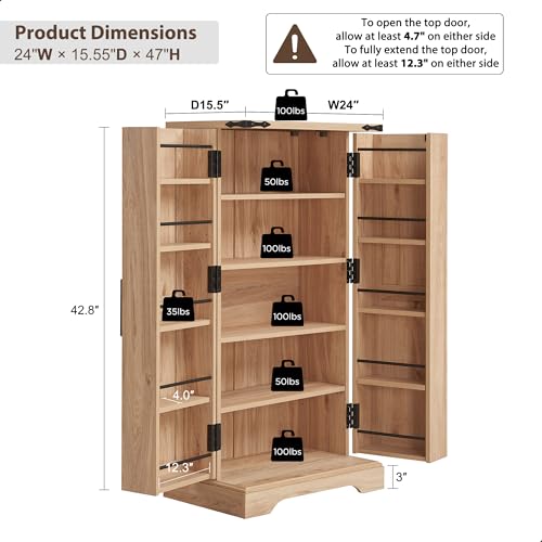 Off White Tall Kitchen Pantry with Barn Doors E43825