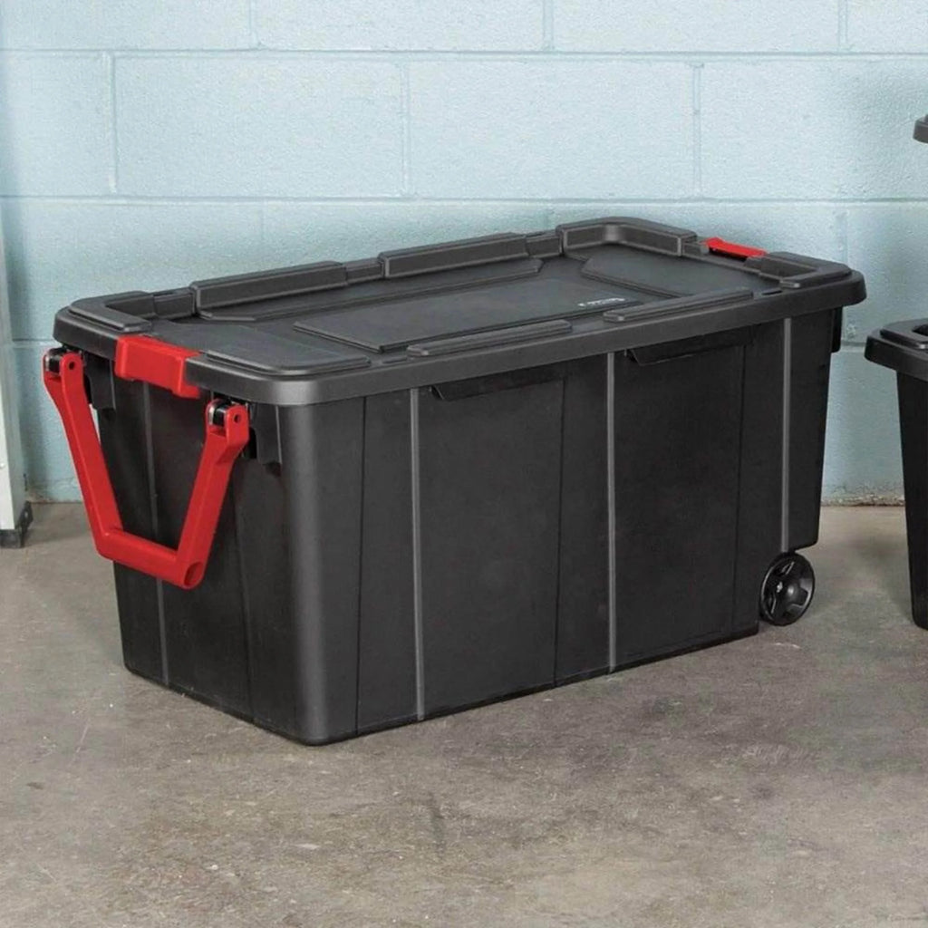 Black 8 Pack 40 Gallon Wheeled Storage Tote L231962