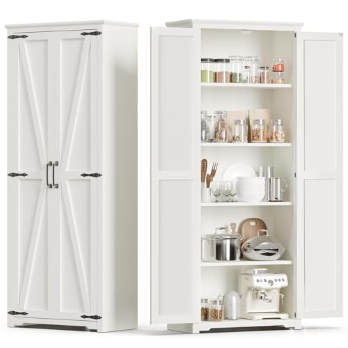 Brown 72" Tall Storage Cabinet with 6 Adjustable Shelves V710