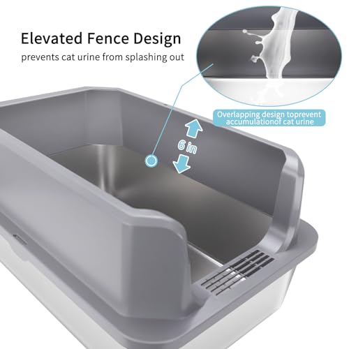 White Enclosed Stainless Steel Cat Litter Box O100241