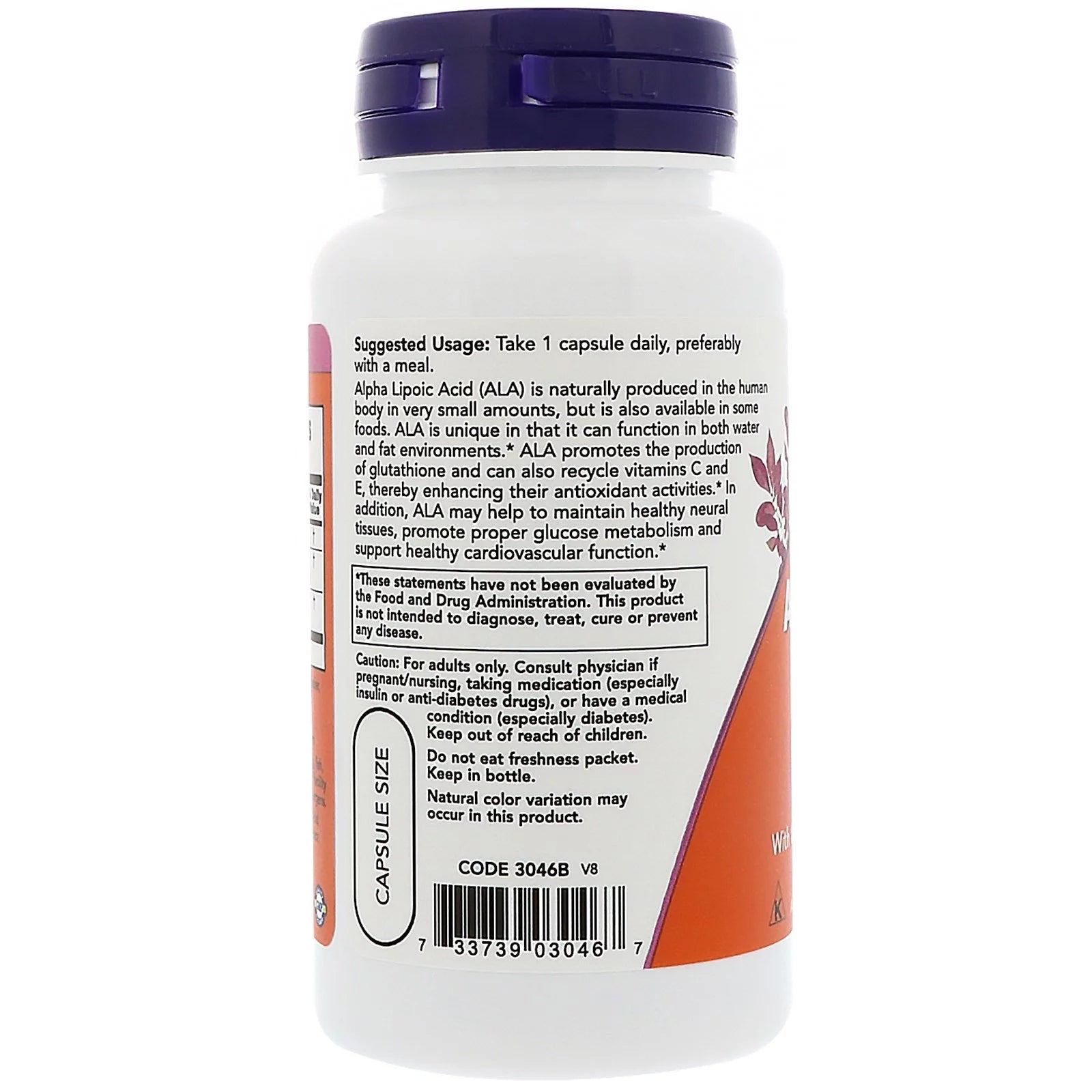 Alpha Lipoic Acid 600 mg 60 Vegetable Capsules C8927