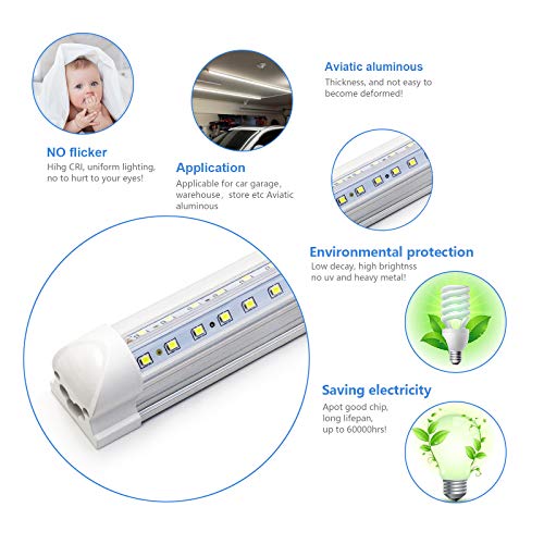 10-Pack 8ft 90W T8 Integrated LED Tube Light 6500K 12000LM V-Shape Linkable Clear Cover J7852