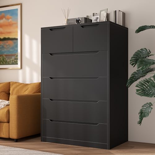 6 Drawer Black Tall Chest of Drawers B253700