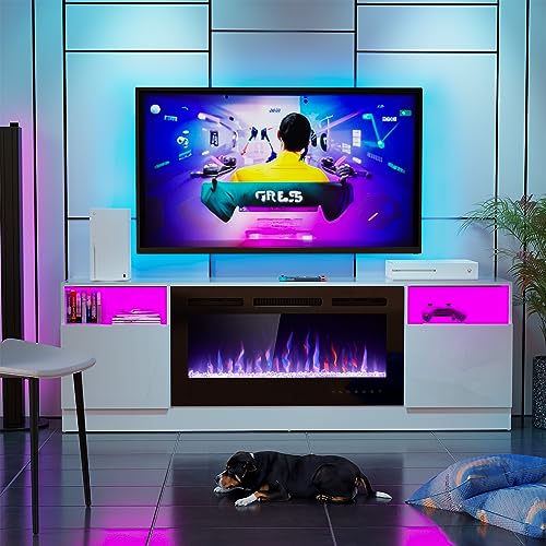 Black 70" Fireplace TV Stand with 36" Electric Fireplace L603871