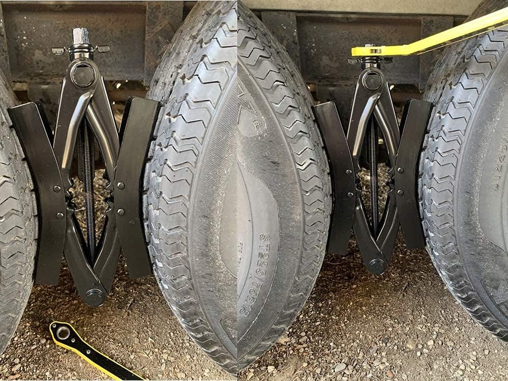 Heavy Duty RV Camper Wheel Tire Chock 2 Sets with Crank Handle V858