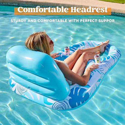 Inflatable Pool Float Lounge Chair with Cup Holders M6398