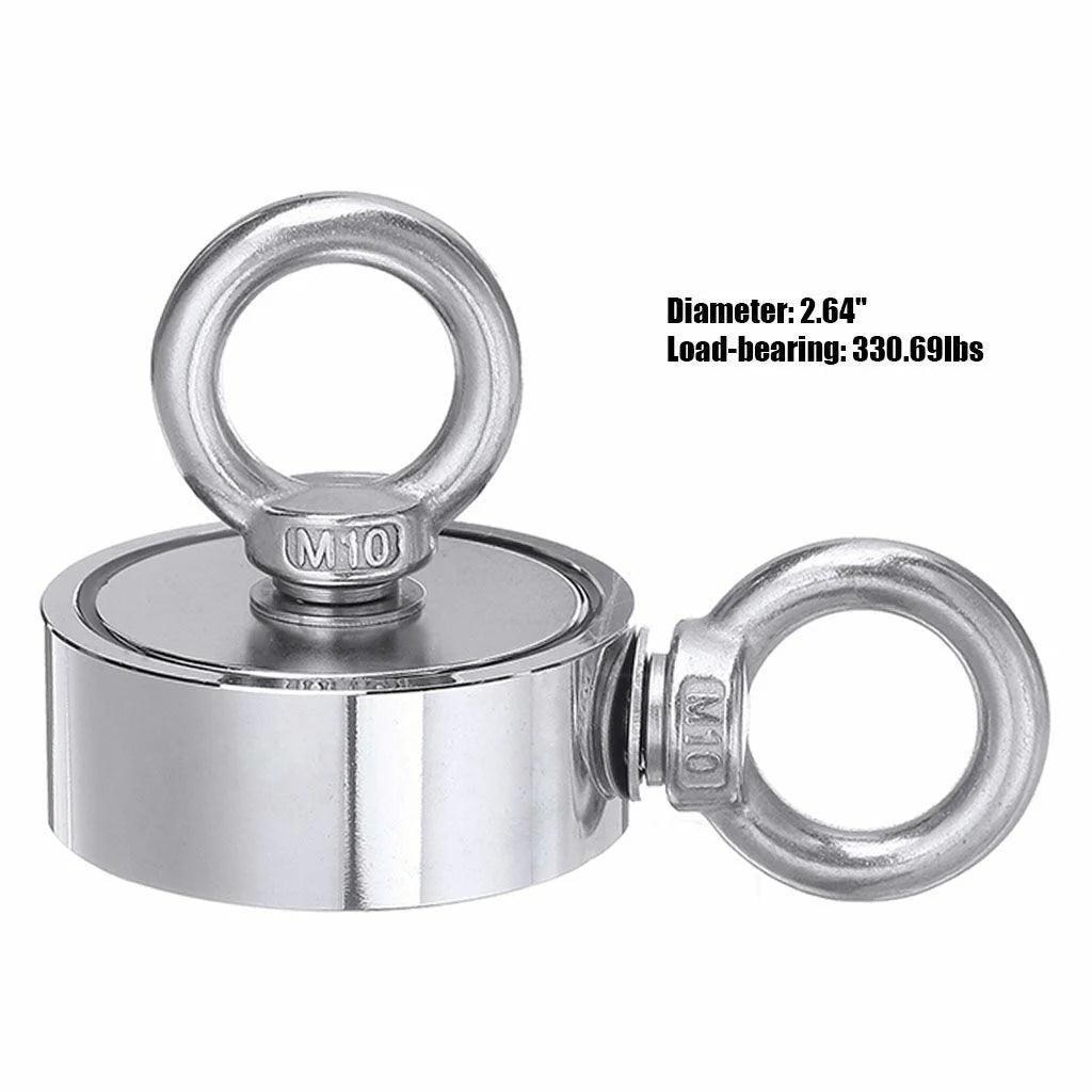 1300 Lbs Pull Force Neodymium Fishing Magnet Kit with Rope and Carabiner U6365
