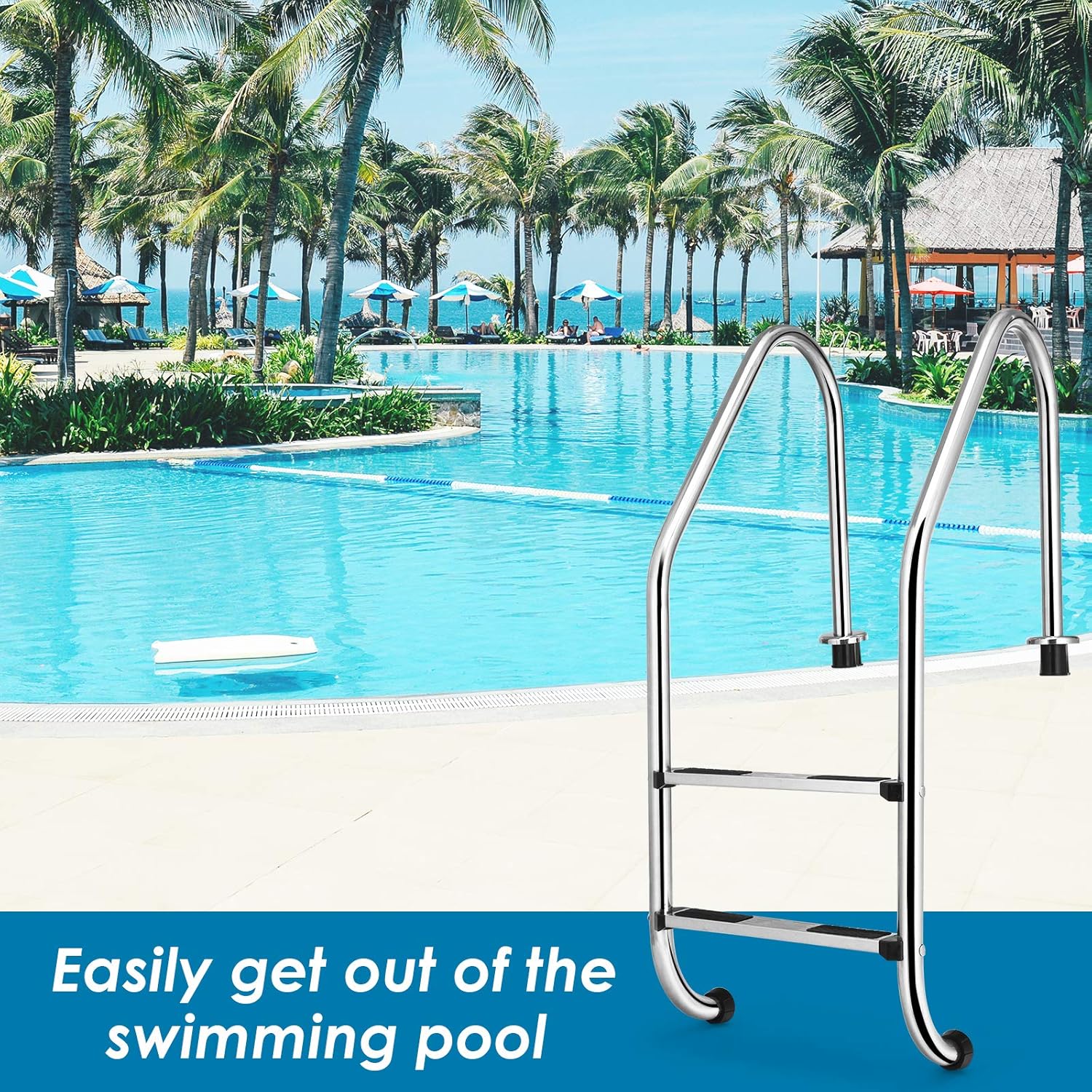 Inground 2-Step Non-Slip Stainless Steel Ladder J342278