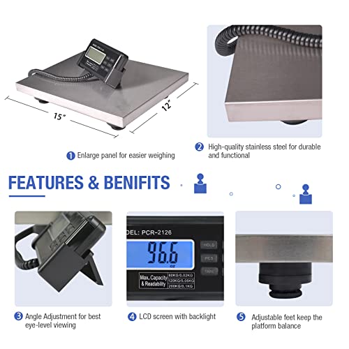 660lbs LCD Digital Platform Heavy Duty Portable Stainless Steel Shipping Scale S3128