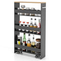4-Tier Rolling Storage Cart with Handle & Wooden Top (White & Natural) T6548