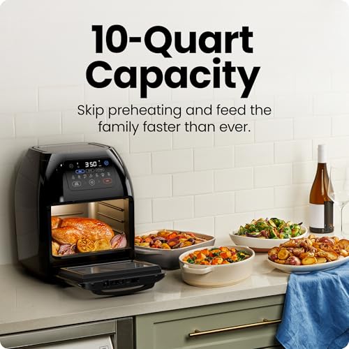 Black 10L Digital Air Fryer with Rotisserie U933