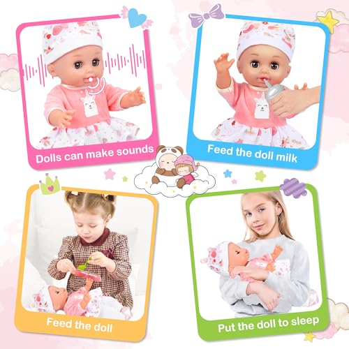 25Pcs Doll Care Toy Playset with Cradle Crib, High Chair, Milk Bottle, Pacifier, Diaper O15964