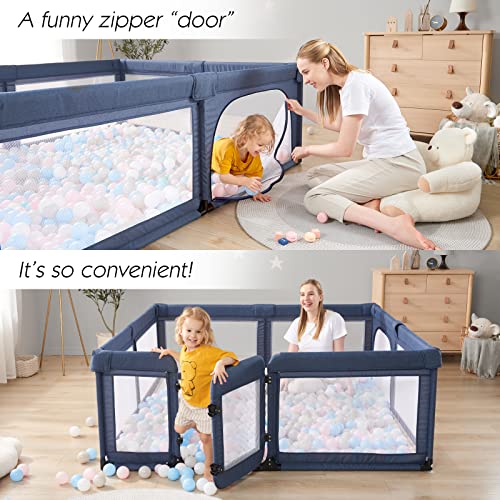 Black 79”x59” Baby Playpen with Door and Mesh G367