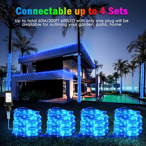 100FT 300 LED Connectable Rope Lights, 18 Color Changing Outdoor String Lights with Remote, IP68 Waterproof Fairy Lights B690