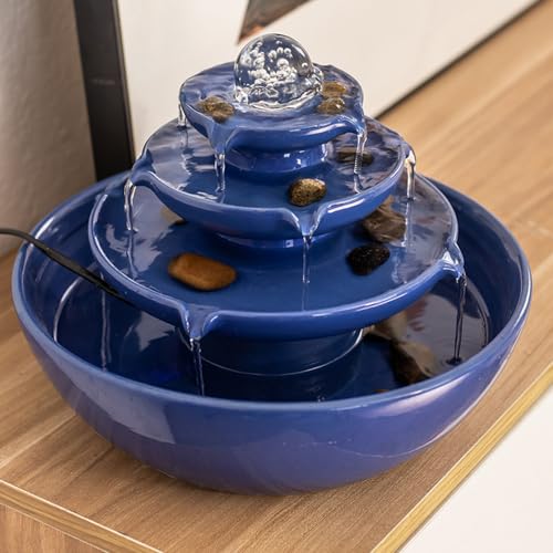 Blue Ceramic Tabletop Fountain I727228