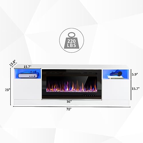 Black 70" Fireplace TV Stand with 36" Electric Fireplace L603871