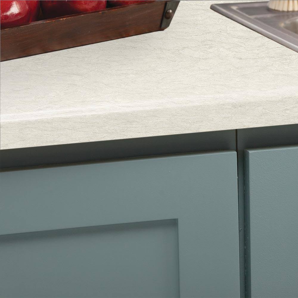 8 ft. White Cascade Laminate Countertop with Integrated Backsplash M4862