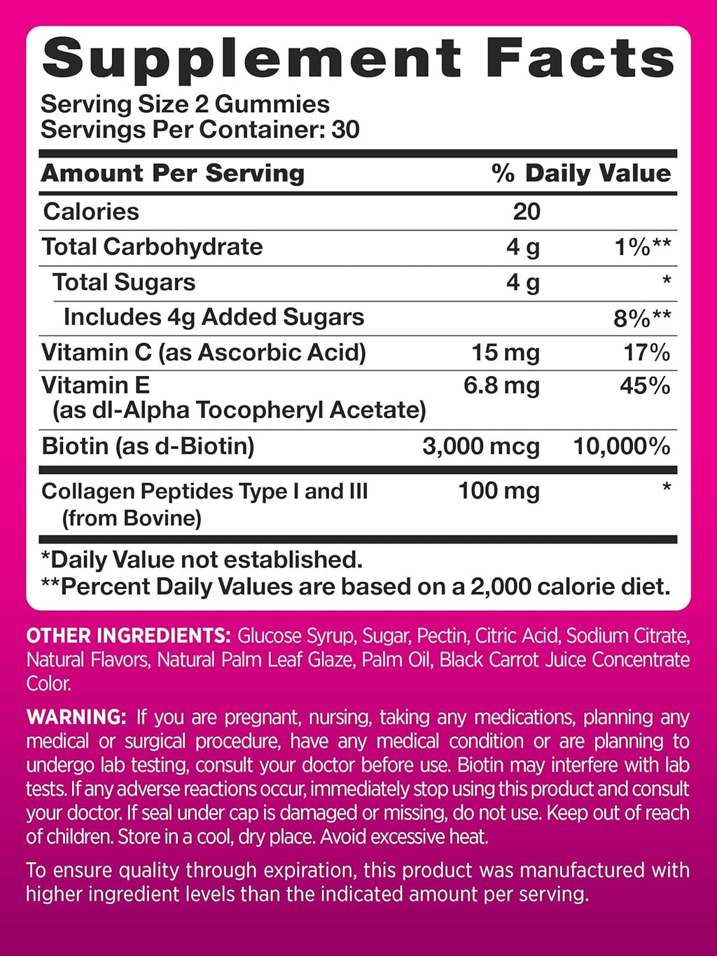 60 Count Non-GMO Gluten Free Hair Skin Nails Gummies L739220