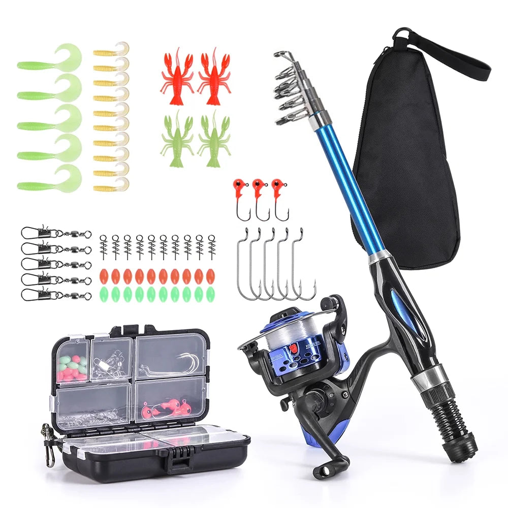 1.5m Telescopic Fishing Rod Reel Set with Storage Bag F79597