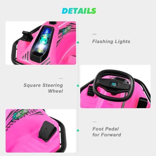 Pink 24V Electric Drifting Go Kart with 2 Replacement Universal Wheels L63705